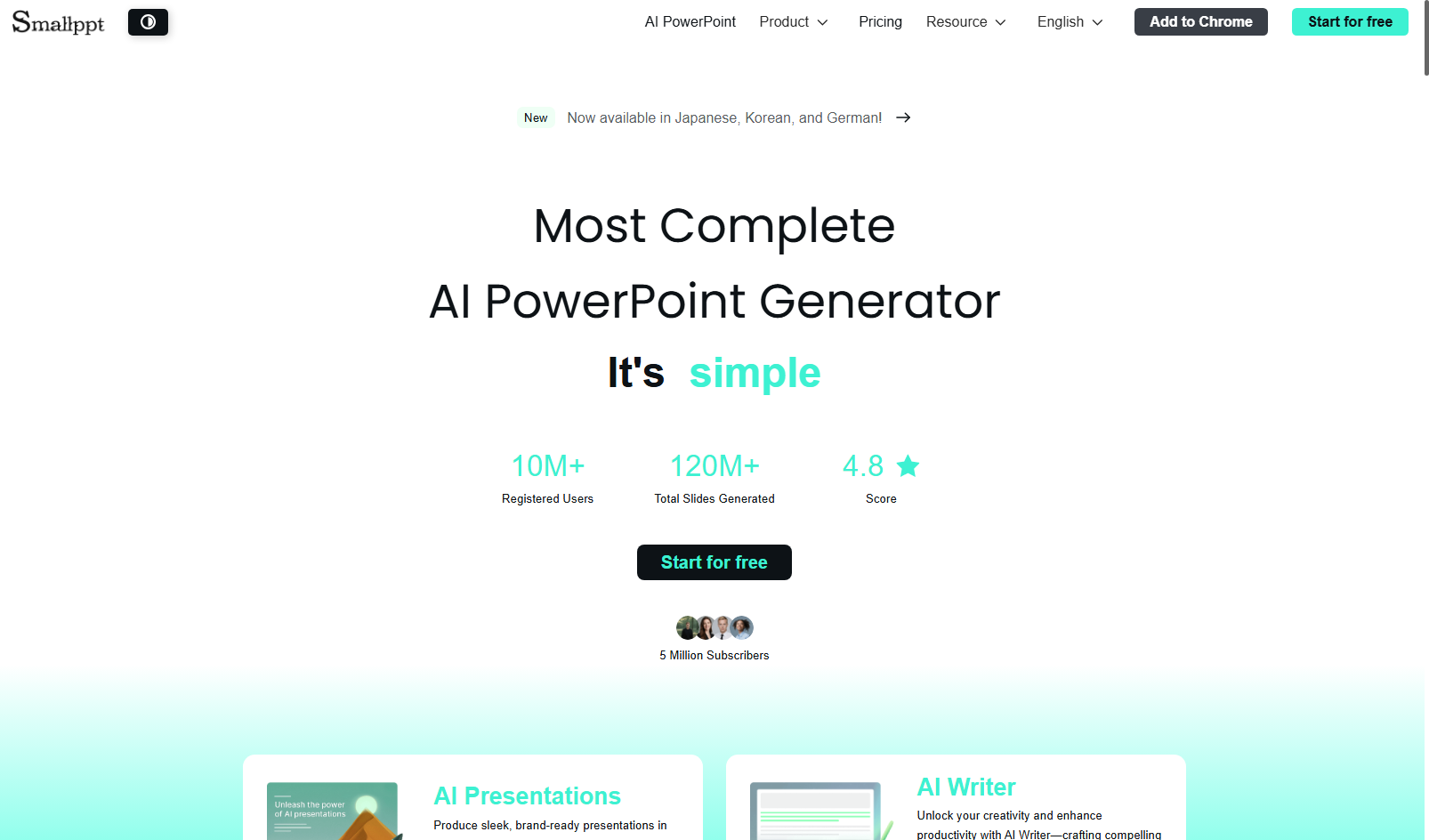 Smallppt | Efficiently Create Beautiful Slideshows with AI - AItrendytools